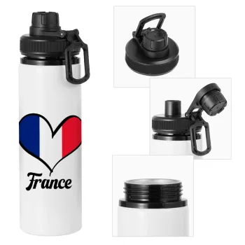 France flag, Metal water bottle with safety cap, aluminum 850ml