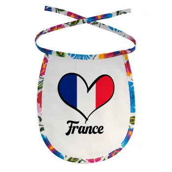 France flag, Σαλιάρα μωρού αλέκιαστη με κορδόνι Χρωματιστή