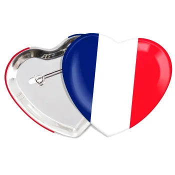 France flag, Κονκάρδα παραμάνα καρδιά (57x52mm)