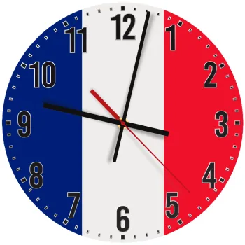 France flag, Ρολόι τοίχου ξύλινο (30cm)