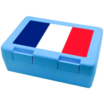 France flag, Παιδικό δοχείο κολατσιού ΓΑΛΑΖΙΟ 185x128x65mm (BPA free πλαστικό)
