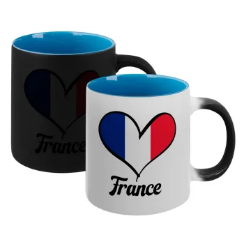 France flag, Κούπα Μαγική εσωτερικό μπλε, κεραμική 330ml που αλλάζει χρώμα με το ζεστό ρόφημα