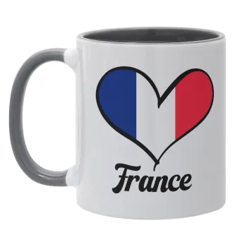 France flag, Mug colored grey, ceramic, 330ml