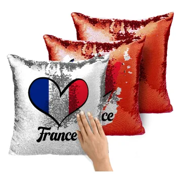 France flag, Μαξιλάρι καναπέ Μαγικό Κόκκινο με πούλιες 40x40cm περιέχεται το γέμισμα