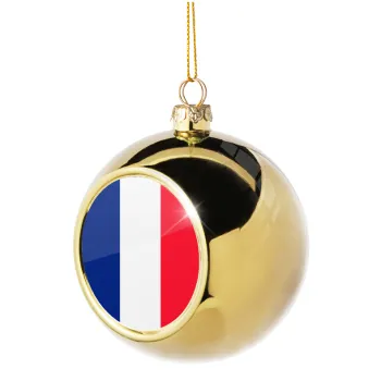 France flag, Golden Christmas tree ball ornament 8cm