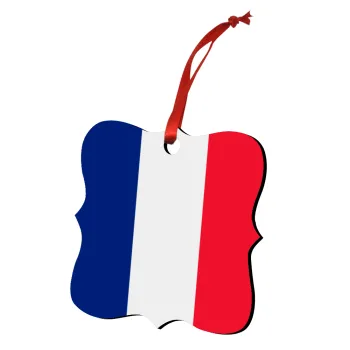 France flag, Στολίδι Χριστουγεννιάτικο στολίδι polygon ξύλινο 7.5cm