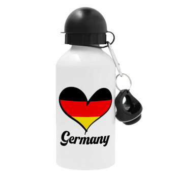 Germany flag, Metal water bottle, White, aluminum 500ml