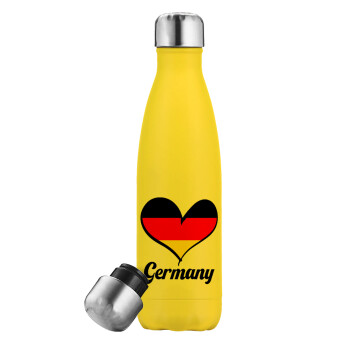 Germany flag, Yellow Stainless Steel Metallic Thermos, double-walled, 500ml