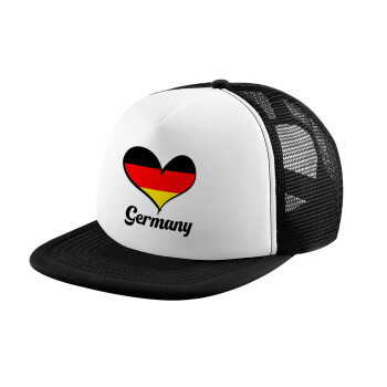 Germany flag, Καπέλο Ενηλίκων Soft Trucker με Δίχτυ Black/White (POLYESTER, ΕΝΗΛΙΚΩΝ, UNISEX, ONE SIZE)