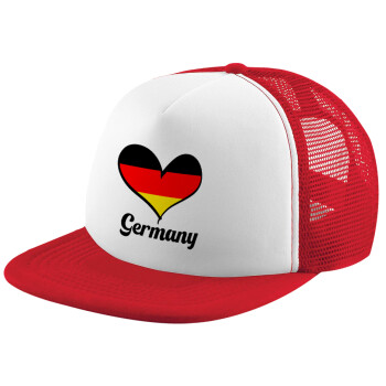 Germany flag, Καπέλο Ενηλίκων Soft Trucker με Δίχτυ Red/White (POLYESTER, ΕΝΗΛΙΚΩΝ, UNISEX, ONE SIZE)