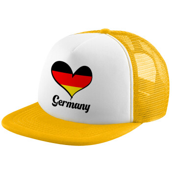 Germany flag, Καπέλο Ενηλίκων Soft Trucker με Δίχτυ Κίτρινο/White (POLYESTER, ΕΝΗΛΙΚΩΝ, UNISEX, ONE SIZE)