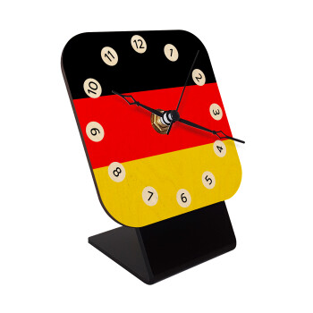 Germany flag, Επιτραπέζιο ρολόι σε φυσικό ξύλο (10cm)