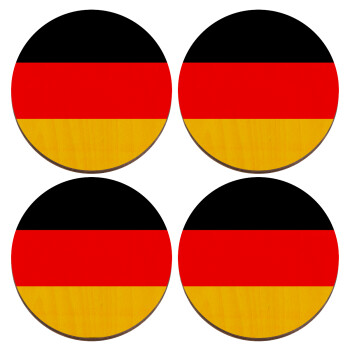 Germany flag, ΣΕΤ x4 Σουβέρ ξύλινα στρογγυλά plywood (9cm)