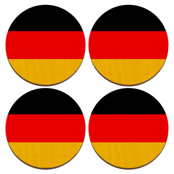 Germany flag, ΣΕΤ x4 Σουβέρ ξύλινα στρογγυλά plywood (9cm)