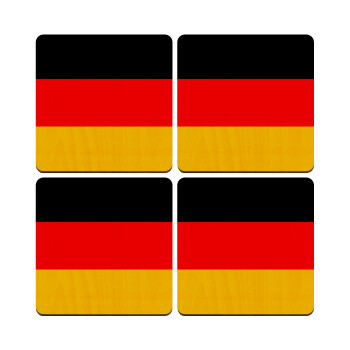 Germany flag, ΣΕΤ x4 Σουβέρ ξύλινα τετράγωνα plywood (9cm)