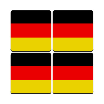 Germany flag, ΣΕΤ 4 Σουβέρ ξύλινα τετράγωνα (9cm)