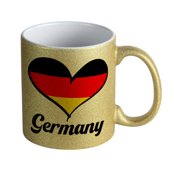 Germany flag, Κούπα Χρυσή Glitter που γυαλίζει, κεραμική, 330ml