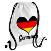 Germany flag, Τσάντα πλάτης πουγκί GYMBAG λευκή, με τσέπη (40x48cm) & χονδρά κορδόνια