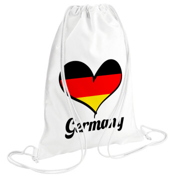 Germany flag, Τσάντα πλάτης πουγκί GYMBAG λευκή (28x40cm)