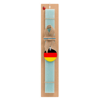 Germany flag, Easter Set, wooden keychain & aromatic flat Easter candle (30cm) (TURQUOISE)