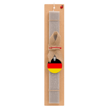 Germany flag, Πασχαλινό Σετ, ξύλινο μπρελόκ & πασχαλινή λαμπάδα αρωματική πλακέ (30cm) (ΓΚΡΙ)