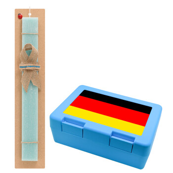 Germany flag, Easter Set, children's snack container BLUE & Easter aromatic flat candle (30cm) (TURQUOISE)