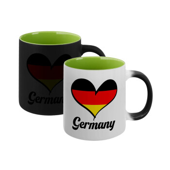 Germany flag, Κούπα Μαγική εσωτερικό πράσινο, κεραμική 330ml που αλλάζει χρώμα με το ζεστό ρόφημα