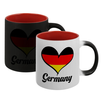 Germany flag, Κούπα Μαγική εσωτερικό κόκκινο, κεραμική, 330ml που αλλάζει χρώμα με το ζεστό ρόφημα (1 τεμάχιο)