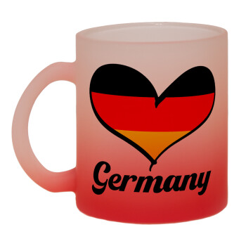Germany flag, Κούπα γυάλινη δίχρωμη με βάση το κόκκινο ματ, 330ml