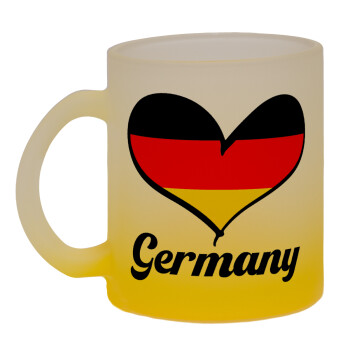Germany flag, Κούπα γυάλινη δίχρωμη με βάση το κίτρινο ματ, 330ml