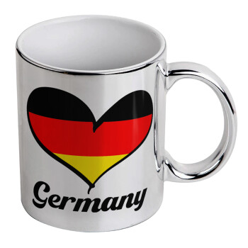 Germany flag, Κούπα κεραμική, ασημένια καθρέπτης, 330ml