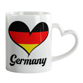 Germany flag, Κούπα καρδιά χερούλι λευκή, κεραμική, 330ml