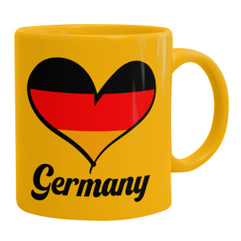 Germany flag, Ceramic coffee mug yellow, 330ml