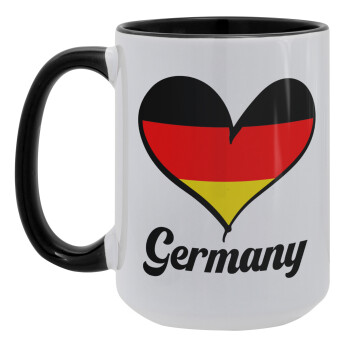 Germany flag, Κούπα Mega 15oz, κεραμική Μαύρη, 450ml
