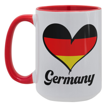 Germany flag, Κούπα Mega 15oz, κεραμική Κόκκινη, 450ml