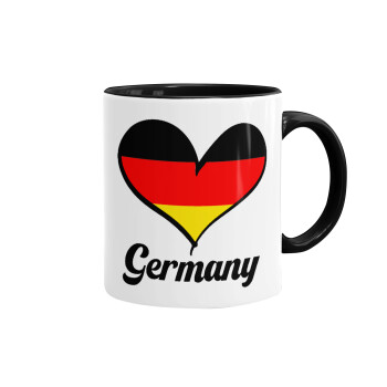 Germany flag, Κούπα χρωματιστή μαύρη, κεραμική, 330ml