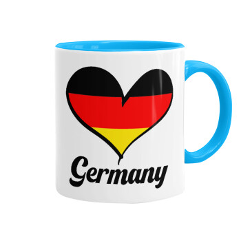 Germany flag, Κούπα χρωματιστή γαλάζια, κεραμική, 330ml