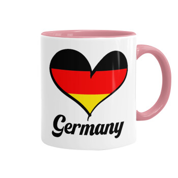 Germany flag, Κούπα χρωματιστή ροζ, κεραμική, 330ml