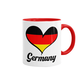 Germany flag, Κούπα χρωματιστή κόκκινη, κεραμική, 330ml