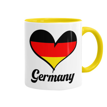 Germany flag, Κούπα χρωματιστή κίτρινη, κεραμική, 330ml