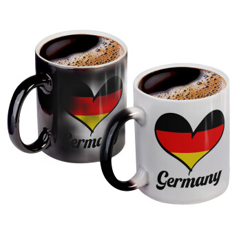Germany flag, Color changing magic Mug, ceramic, 330ml when adding hot liquid inside, the black colour desappears (1 pcs)
