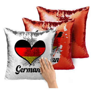Germany flag, Μαξιλάρι καναπέ Μαγικό Κόκκινο με πούλιες 40x40cm περιέχεται το γέμισμα