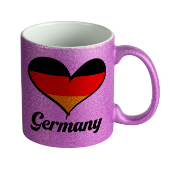 Germany flag, Κούπα Μωβ Glitter που γυαλίζει, κεραμική, 330ml