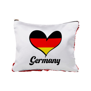 Germany flag, Τσαντάκι νεσεσέρ με πούλιες (Sequin) Κόκκινο