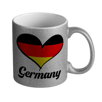 Germany flag, Κούπα Ασημένια Glitter που γυαλίζει, κεραμική, 330ml