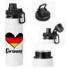 Metal water bottle with safety cap, aluminum 850ml