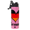 Metallic water bottle with safety lid, 850ml aluminum