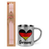 Easter Set, metallic thermal cup (300ml) & aromatic flat Easter candle (30cm) (PINK)