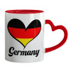 Mug heart red handle, ceramic, 330ml