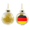 Transparent Christmas tree ball ornament with gold filling 8cm